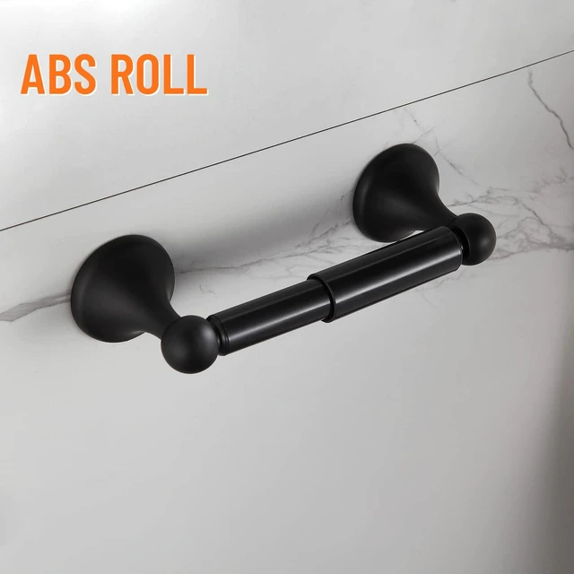 Alt view image 3 of 7 - Bathroom Accessory Set, Matte Black Adjustable Expandable Towel Bar 4-Piece Bathroom Hardware Set Wall Mounted Robe Hook Toilet Paper Holder Towel Ring Towel Bar