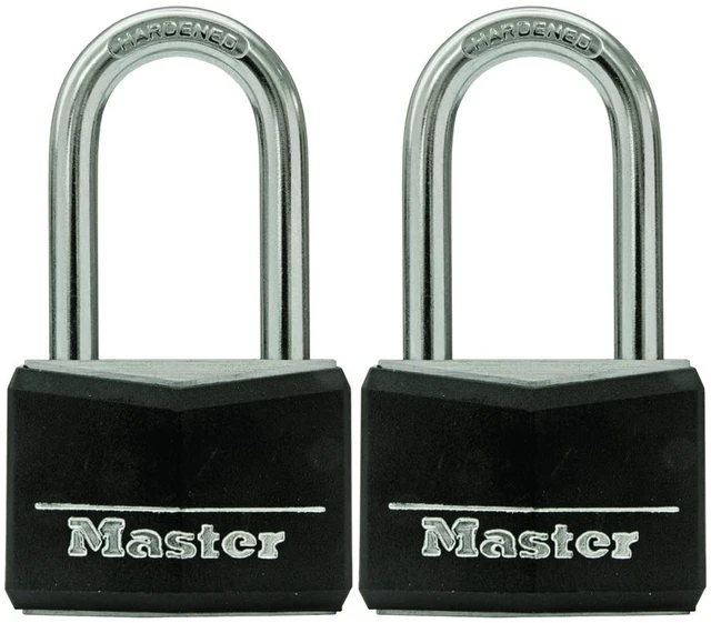 Main image of Black Vinyl Covered Aluminum Padlock with Key, Keyed-Alike Lock for Toolboxes, Gym Lockers, or Storage Locker, 2 Pack, 141TLF