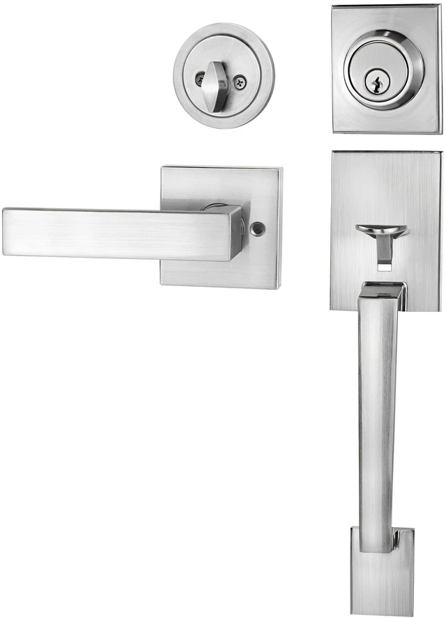 Main image of Front Door Handle and Deadbolt Set, Front Door Lock Set, Exterior Door Lock Set, Front Door Handle with Single Cylinder Deadbolt for Exterior Door,Reversible for Right&Left(Satin Nickel Modern)