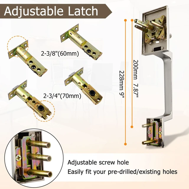 Alt view image 2 of 7 - Front Door Handle and Deadbolt Set, Front Door Lock Set, Exterior Door Lock Set, Front Door Handle with Single Cylinder Deadbolt for Exterior Door,Reversible for Right&Left(Satin Nickel Modern)