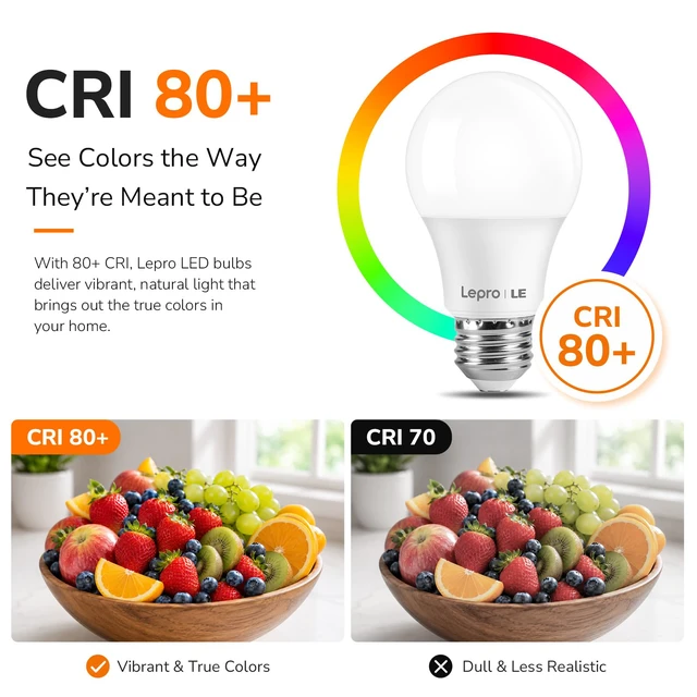 Alt view image 4 of 7 - A19 E26 LED Light Bulbs 9W 800 Lumens Daylight White 5000K 10 Pack 60W equivalent,Non-dimmable,Energy saving,Long lifespan,80 CRI,Flicker-free,Living room,Bedroom,Kitchen,Dinning room,lamp