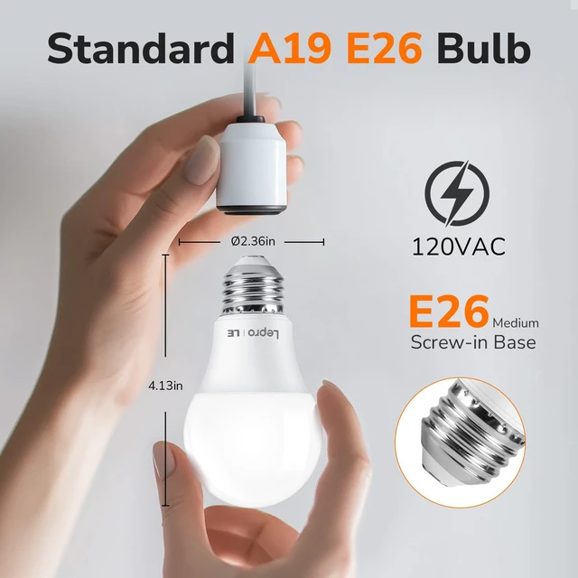 Alt view image 5 of 7 - A19 E26 LED Light Bulbs 9W 800 Lumens Daylight White 5000K 10 Pack 60W equivalent,Non-dimmable,Energy saving,Long lifespan,80 CRI,Flicker-free,Living room,Bedroom,Kitchen,Dinning room,lamp