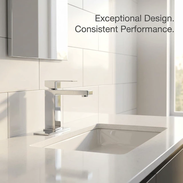 Alt view image 3 of 7 - Chrome Bathroom Faucet, Single Hole Vanity Bath Faucet Single Handle Modern Stainless Steel Bathroom Faucets for Sink 1 Hole with Pop Up Drain Stopper & Water Supply Hoses
