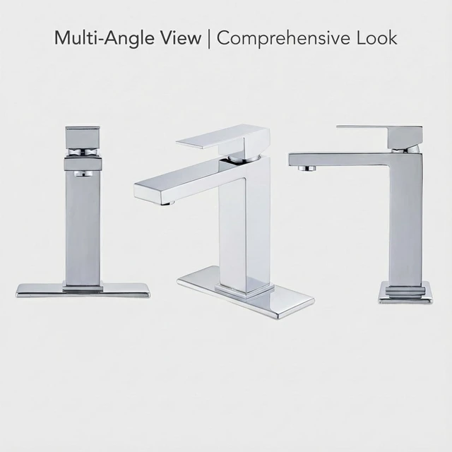 Alt view image 6 of 7 - Chrome Bathroom Faucet, Single Hole Vanity Bath Faucet Single Handle Modern Stainless Steel Bathroom Faucets for Sink 1 Hole with Pop Up Drain Stopper & Water Supply Hoses