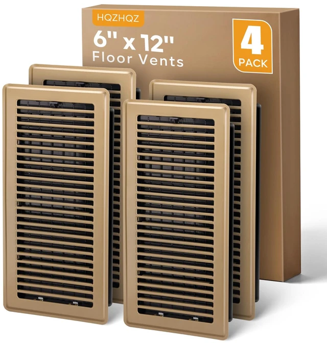 Main image of 6x12 Floor Register, Floor Vent Covers for Home Floor Heavy Duty Steel Walkable Floor Vents Air Vent Covers for Sidewall and Floor, Floor Registers Brown 4 Pack