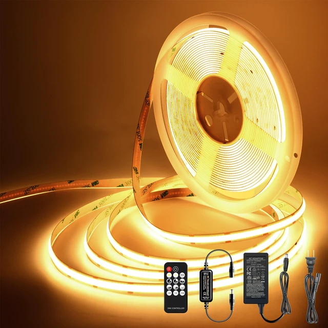 Main image of LED Strip Lights 32.8FT,Dimmable cob led Strip with Adapter and Remote,Superbright 24V led Tape,CRI90+,2700K Warm White led Strips,Indoor Perfect for Cabinet,Room,Kitchen,TV,Mirror