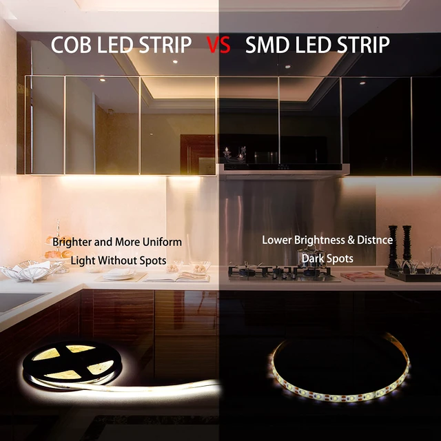 Alt view image 5 of 7 - LED Strip Lights 32.8FT,Dimmable cob led Strip with Adapter and Remote,Superbright 24V led Tape,CRI90+,2700K Warm White led Strips,Indoor Perfect for Cabinet,Room,Kitchen,TV,Mirror