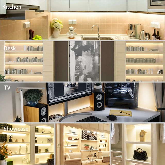 Alt view image 7 of 7 - LED Strip Lights 32.8FT,Dimmable cob led Strip with Adapter and Remote,Superbright 24V led Tape,CRI90+,2700K Warm White led Strips,Indoor Perfect for Cabinet,Room,Kitchen,TV,Mirror