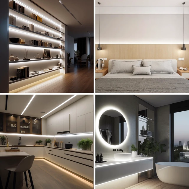 Alt view image 4 of 6 - COB LED Strip 32.8ft,Dimmable Strip Lights, 6000K Daylight Super Bright LED Strip Lights, DC24V CRI90+,LED Tape Light with UL-Listed Power Supply, Indoor for Closet,Bedroom,Kitchen
