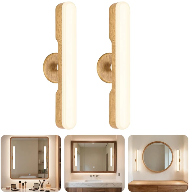Main image of Set of 2 Wireless Vanity Makeup Lights for Mirror, Rechargeable LED Stick On Light Bar for Bathroom Mirror with Dimmable 3 CCT, Long Battery Life Cordless Light for Vanity Desk(Light Brown)