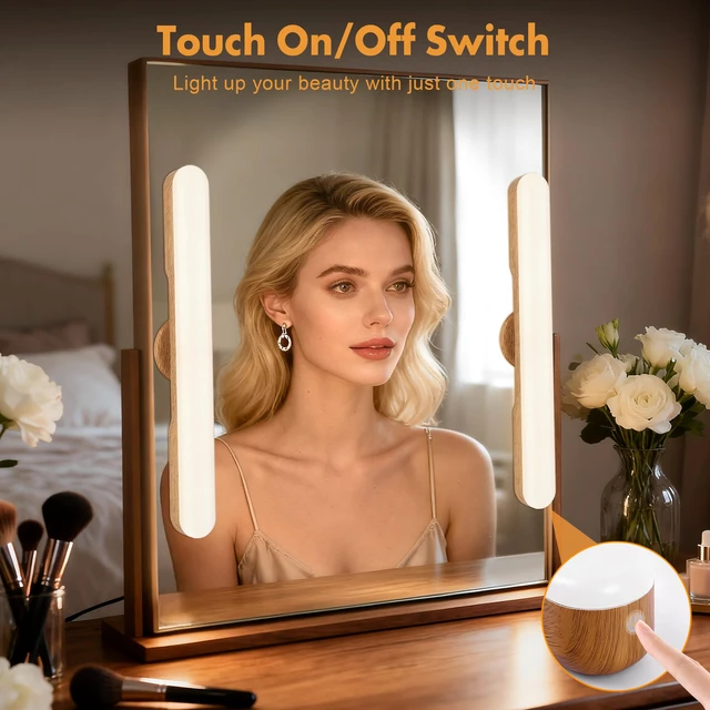 Alt view image 3 of 7 - Set of 2 Wireless Vanity Makeup Lights for Mirror, Rechargeable LED Stick On Light Bar for Bathroom Mirror with Dimmable 3 CCT, Long Battery Life Cordless Light for Vanity Desk(Light Brown)