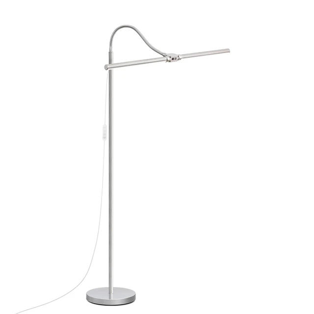 Alt view image 7 of 7 - Bright Floor Lamp, 18W/2000LM Silver LED Floor Lamp with Double Head Adjustable Gooseneck, Dimmable Craft Light for Sewing Tatoo PuzzleEye Caring Reading Lamps for Living Room Bedroom Office