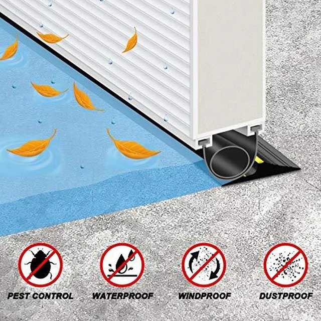 Alt view image 5 of 7 - 12FT Universal Garage Door Threshold Seal Rubber Weather Strip Waterproof garage threshold seal, yellow anti-slip solid replacement strip, extreme temperature resistant, easy DIY install