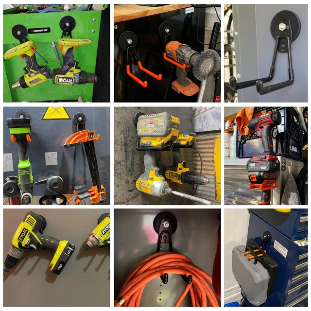 Alt view image 2 of 7 - Magnetic Power Tool Organizer,Cordless Drill Garage Hook Heavy Duty,Large & Strong Manget with Hooks for Garage,Workshop Organization,2 Pack Hooks for Drill,Garden Tool(Orange)