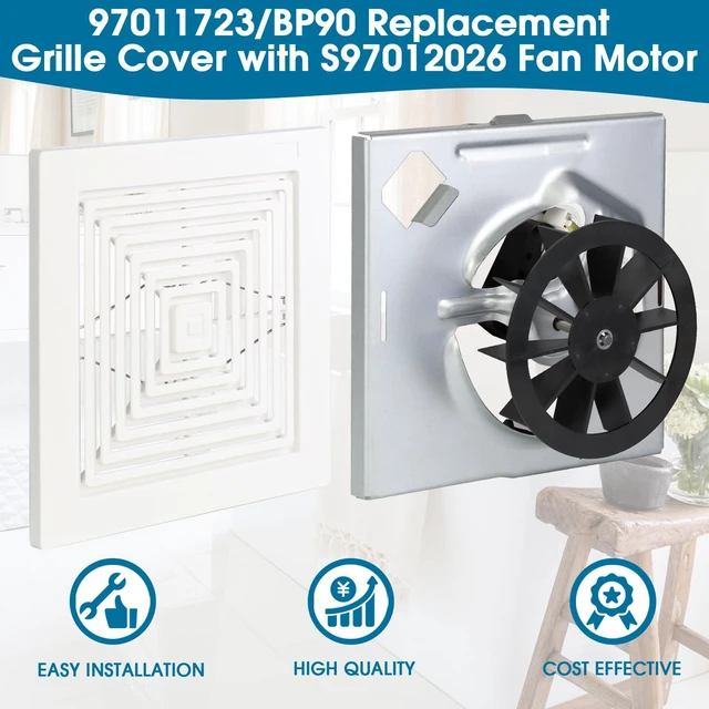 Alt view image 3 of 7 - 696N-R02 B Unit Replacement Grille 97011723 for Broan 688 Exhaust Fan Cover S97012026 Fan Assembly for Broan-NuTone BP90,688,663,670,671,689,Bathroom Vent Cover BP90 Replacement Grille for Broan 688