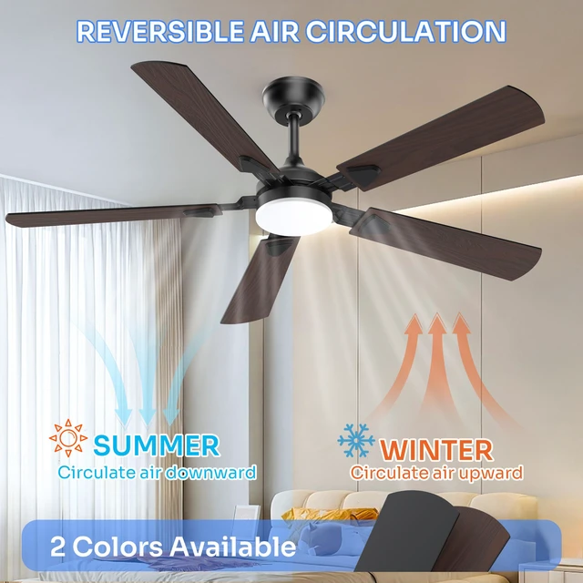 Alt view image 3 of 7 - Ceiling Fans with Lights, 52 Inch Modern Ceiling Fans with Lights and Remote Control, DC Reversible Motor, Noiseless, 3CCT, Ceiling Fan for Bedroom, Living Room, Apartment Indoor/Outdoor Use