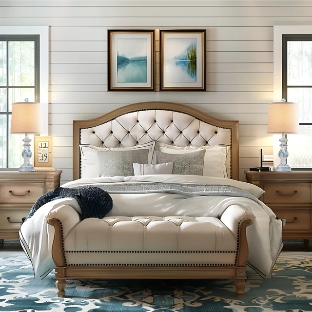 Alt view image 6 of 7 - Traditional Table Lamp Set of 2, Rustic Farmhouse Table Lamps for Living Room Bedroom, 22" Bedside Desk Lamps Vintage Nightstand Lamps with Linen Shades, Washed Blue