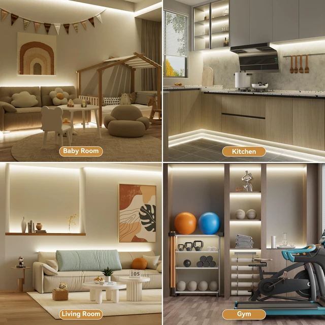 Alt view image 7 of 7 - COB LED Strip Lights,UL Listed Dotless LED Lights with RF Remote,16.4ft Natural White 4000K Super Bright Dimmable Flexible Diffused LED Tape Light,Kitchen Cabinet,Office,Stairs,Shelf Lighting