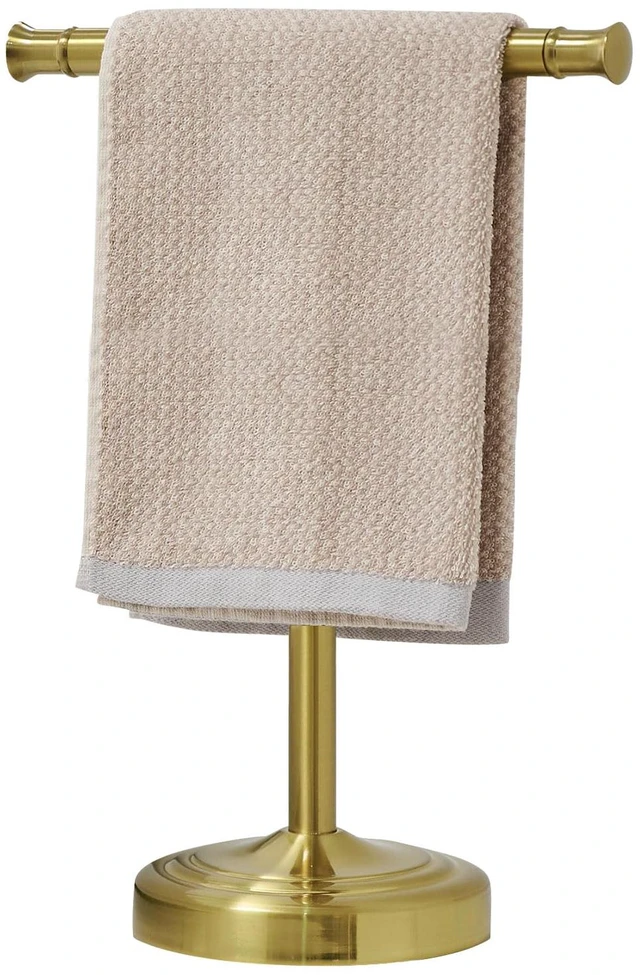 Main image of Brushed Gold Hand Towel Holder Stand Countertop Towel Rack 13 Inch Bathroom Kitchen Vanity T-Shape Towel Stand Free Standing Stainless Steel Towel Bar Towel Ring