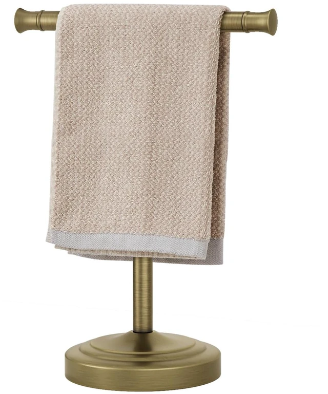 Main image of Antique Brass Hand Towel Holder Stand Countertop Towel Rack 13 Inch Bathroom Kitchen Vanity T-Shape Towel Stand Free Standing Stainless Steel Towel Bar Towel Ring