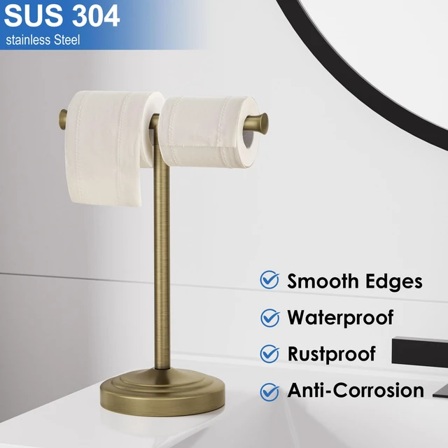 Alt view image 6 of 7 - Antique Brass Hand Towel Holder Stand Countertop Towel Rack 13 Inch Bathroom Kitchen Vanity T-Shape Towel Stand Free Standing Stainless Steel Towel Bar Towel Ring