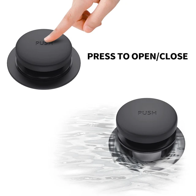 Alt view image 3 of 6 - Matte Black Bath Tub Drain and Overflow Kit, Bathtub Drain Stopper Tub Drain Cover with 2-Hole Overflow Faceplate, All Metal Tip-Toe Bathtub Drains Replacement Kit with Fine/Coarse Thread