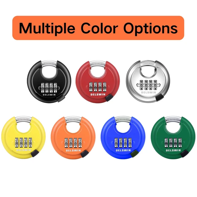 Alt view image 7 of 7 - 4 Digit Combination Lock Disc Padlock with Hardened Steel Shackle Outdoor Combo Lock for Outdoor Gate Sheds,Storage Unit,Garage,Fence,Gym Locker(2 Pcs)