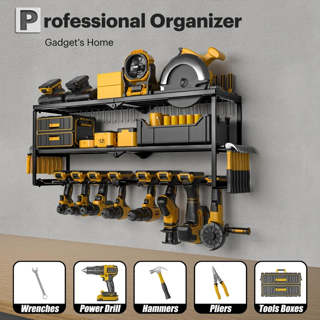 Alt view image 2 of 7 - Power Tool Organizer Wall Mount, 15 Min Assembly, Maximum 150lb load