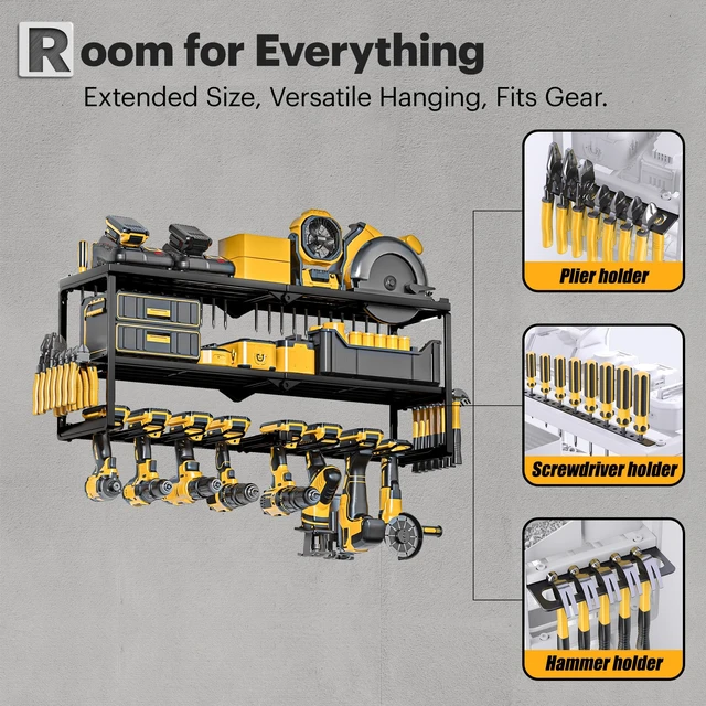 Alt view image 4 of 7 - Power Tool Organizer Wall Mount, 15 Min Assembly, Maximum 150lb load