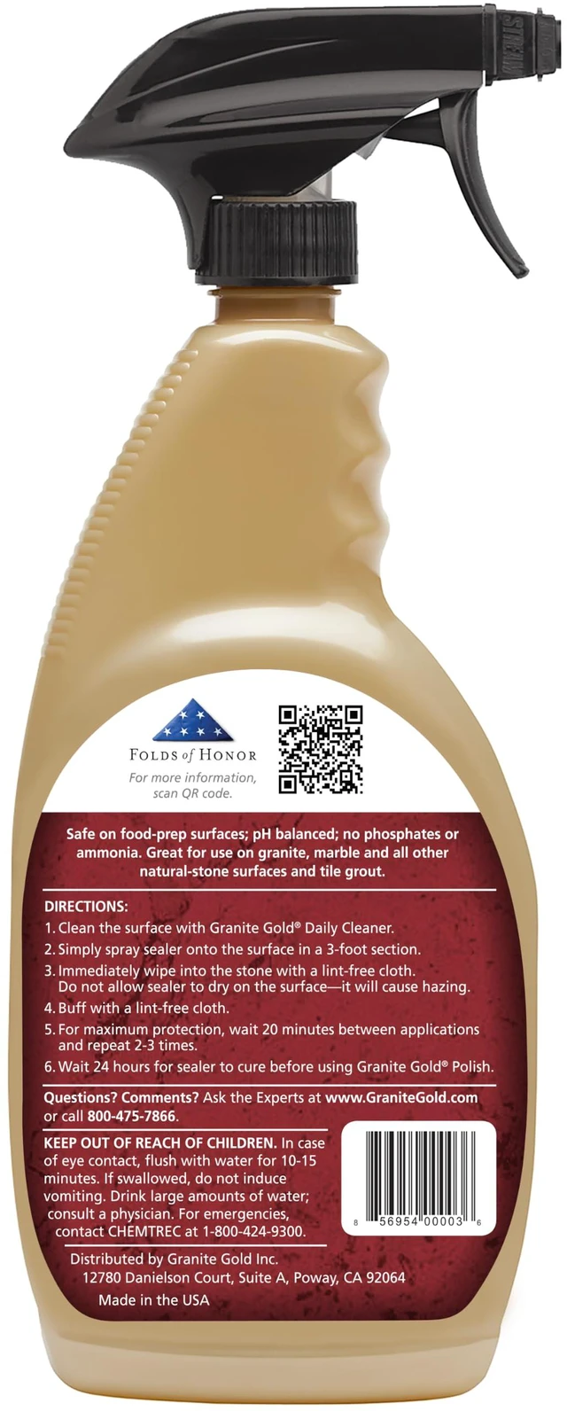 Alt view image 2 of 7 - Sealer for Natural Stone, 24 oz Spray Water-Based Sealant Repels Stains & Etching on, Marble and Travertine - Food-Prep Area Safe - Made in the USA