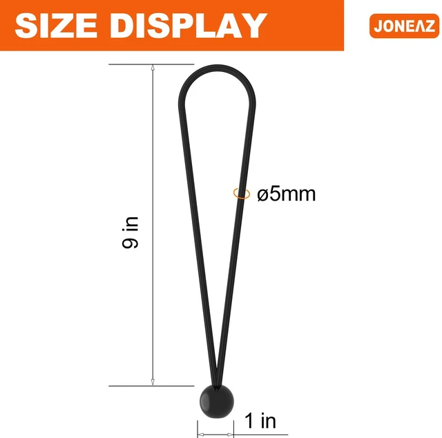 Alt view image 2 of 7 - Ball Bungee Cords 9 inch Black, 50-Piece Real Latex Bungee Cord, Stretch to 20 inch