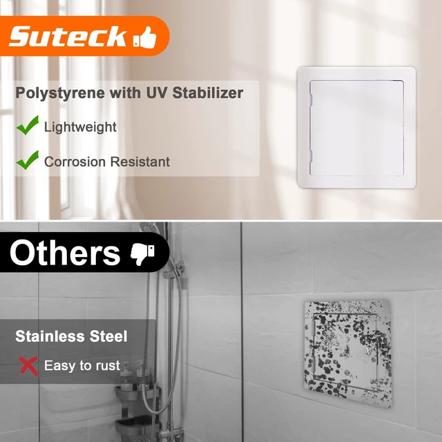 Alt view image 3 of 7 - Plastic Access Panel for Drywall & Ceiling 16 x 16 Inch Plumbing Access Door with Reinforced Durable Construction, Removable Hinged Door, Smooth White Finish