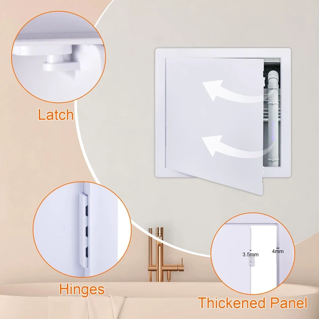 Alt view image 5 of 7 - Plastic Access Panel for Drywall & Ceiling 16 x 16 Inch Plumbing Access Door with Reinforced Durable Construction, Removable Hinged Door, Smooth White Finish