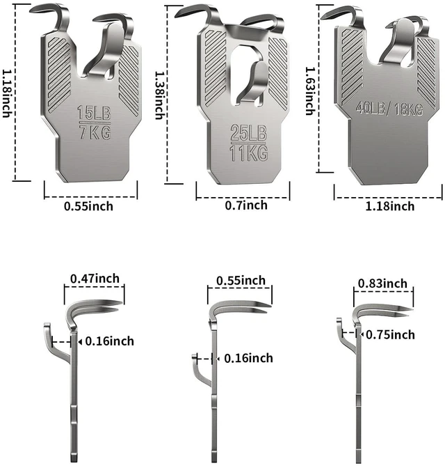 Alt view image 3 of 7 - 25PC 15 25 40 lb Drywall Picture Hangers Claw Heavy Duty Damage Free Wall Picture Hanging Hooks Art Mirror Photo Painting Frame Sawtooth Wire D Ring Hanger Kit for Room Office Decor