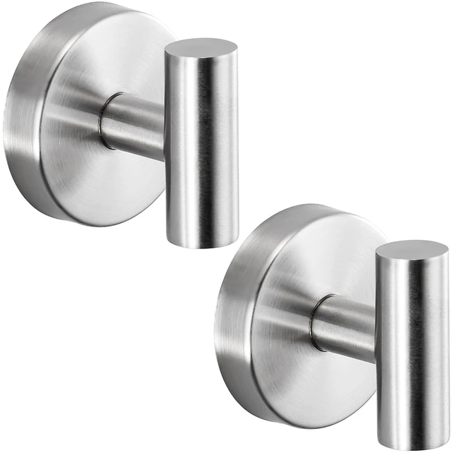 Main image of Suction Cup Hooks for Shower - Bathroom Reusable Hooks for Towels, Robes & Loofah - No-Drill Mounting on Kitchen,Walls,Metal,Glass,Mirrors,Tile & Smooth Non-Porous Surfaces (2, Brushed Nickel)