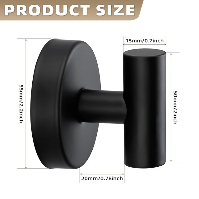 Alt view image 7 of 7 - Suction Cup Hooks for Shower - Bathroom Reusable Hooks for Towels, Robes & Loofah - No-Drill Mounting on Kitchen,Walls,Metal,Glass,Mirrors,Tile & Smooth Non-Porous Surfaces (2, Matte Black)