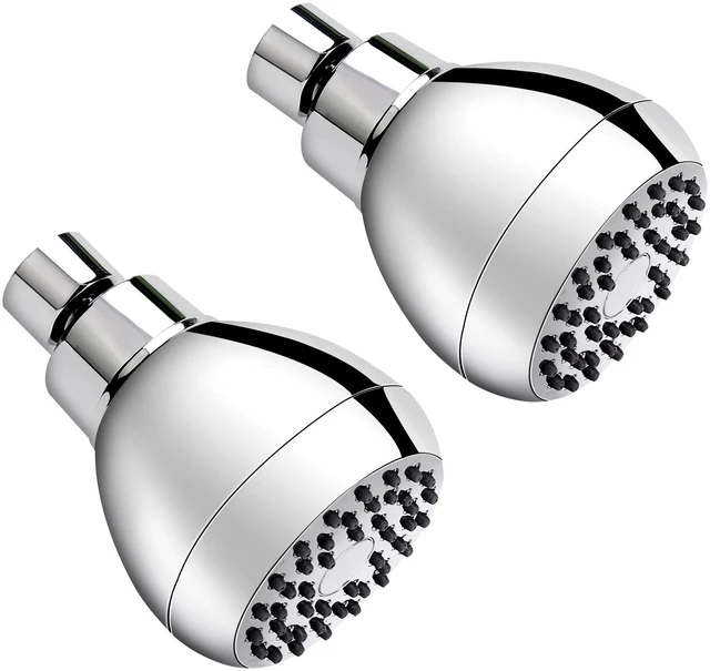 Main image of Fixed Shower Head High Pressure 2PCS 3 Inch Showerhead Chrome 360 Rotatable Design, Self Cleaning Silicone Nozzles, Adjustable Swivel Brass Ball Joint for Relaxing and Comfortable Shower