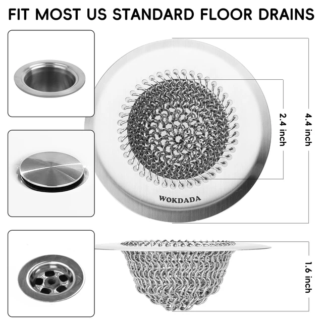 Alt view image 4 of 7 - 2 Pack Shower Drain Hair Catcher, 4.4" Anti-Clog Shower Drain Cover Reversible Flip Clean, Fast Drainage, Anti-Slip Base, Rust-Proof, Large Capacity, for Bathtub & Shower Drains, Patented