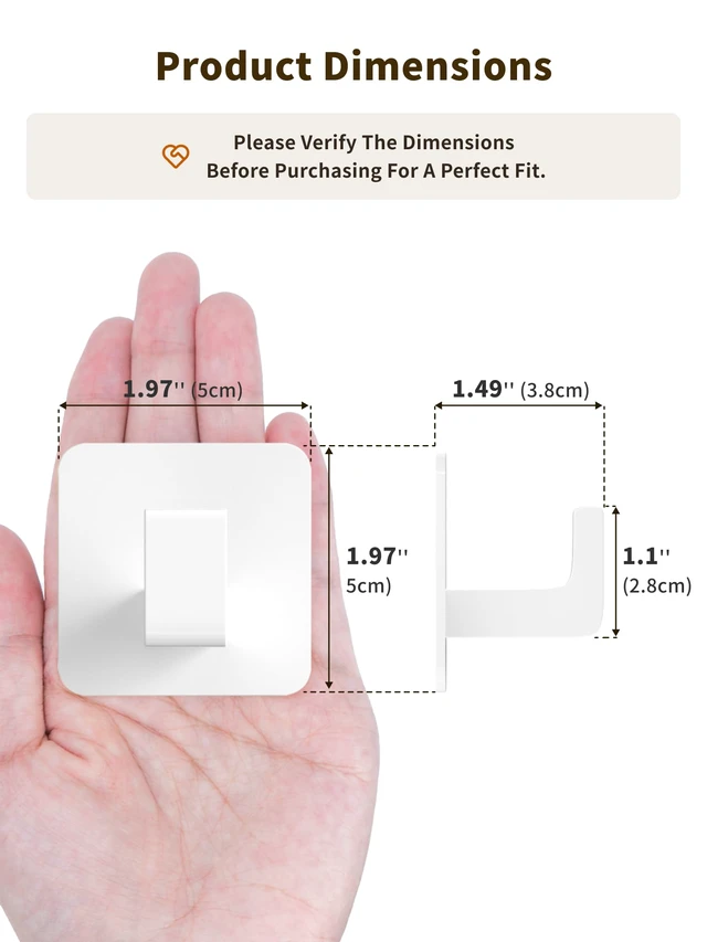 Alt view image 5 of 7 - Square Self Adhesive Towel Hooks - 4 Pack White Metal Hooks Self-Adhesive, Durable Aluminum, Rust Resistant, Right-Angle Style, Easy Install, Space Saving