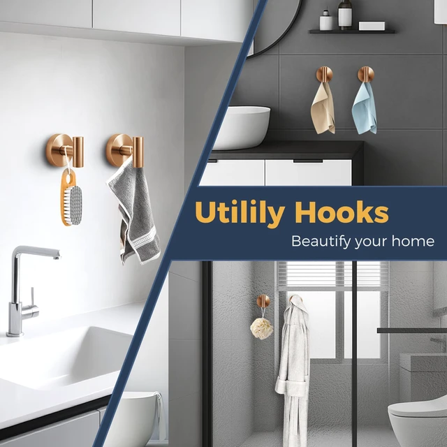 Alt view image 6 of 6 - Heavy Duty Suction Cup Hooks for Glass Window,Tile,Mirror,Removable Shower Hooks for Inside Shower,Metal Towel Hooks for Bathroom,2 Pack(Bronze)