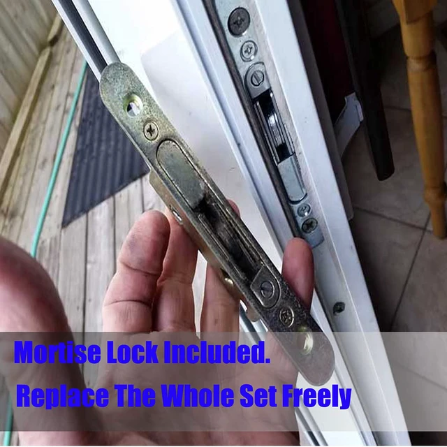 Alt view image 6 of 7 - Patio Sliding Glass Door Handle Set with 45° Mortise Lock Suitable for Sliding Glass Patio Door Thickness from 1-1/2" to 1-3/4", Fits 3-15/16 Screw Hole Spacing, Reversible Design(Non-Handed), Black