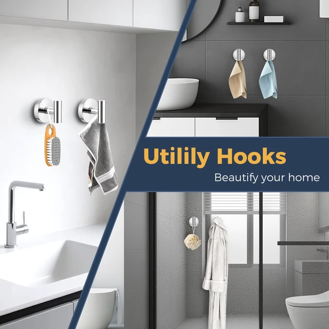 Alt view image 6 of 6 - Heavy Duty Suction Cup Hooks for Glass Window,Tile,Mirror,Removable Shower Hooks for Inside Shower,Metal Towel Hooks for Bathroom,2 Pack(Mirror)