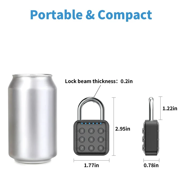 Alt view image 2 of 6 - Locker Lock, 6-Digit Keypad Combination Lock for Gym Lockers Digital Push-Button Padlock, LED Feedback & Zinc Alloy for School Lockers, Employee Lockers and Office Cabinets, 2.95 Inch