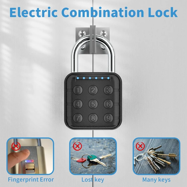 Alt view image 4 of 6 - Locker Lock, 6-Digit Keypad Combination Lock for Gym Lockers Digital Push-Button Padlock, LED Feedback & Zinc Alloy for School Lockers, Employee Lockers and Office Cabinets, 2.95 Inch