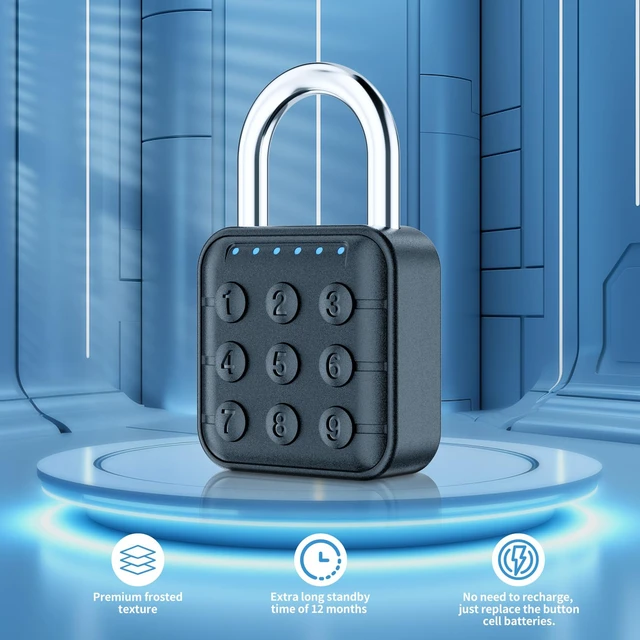 Alt view image 3 of 6 - Locker Lock, 6-Digit Keypad Combination Lock for Gym Lockers Digital Push-Button Padlock, LED Feedback & Zinc Alloy for School Lockers, Employee Lockers and Office Cabinets, 2.95 Inch