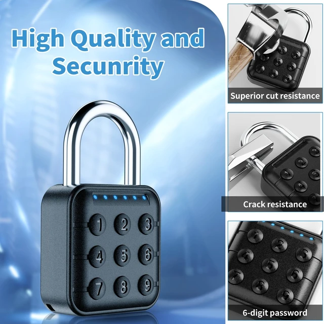 Alt view image 5 of 6 - Locker Lock, 6-Digit Keypad Combination Lock for Gym Lockers Digital Push-Button Padlock, LED Feedback & Zinc Alloy for School Lockers, Employee Lockers and Office Cabinets, 2.95 Inch