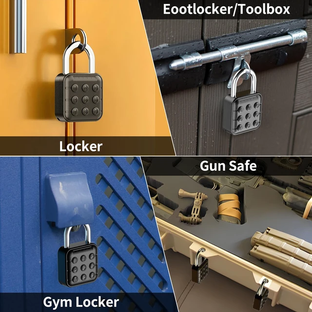Alt view image 6 of 6 - Locker Lock, 6-Digit Keypad Combination Lock for Gym Lockers Digital Push-Button Padlock, LED Feedback & Zinc Alloy for School Lockers, Employee Lockers and Office Cabinets, 2.95 Inch