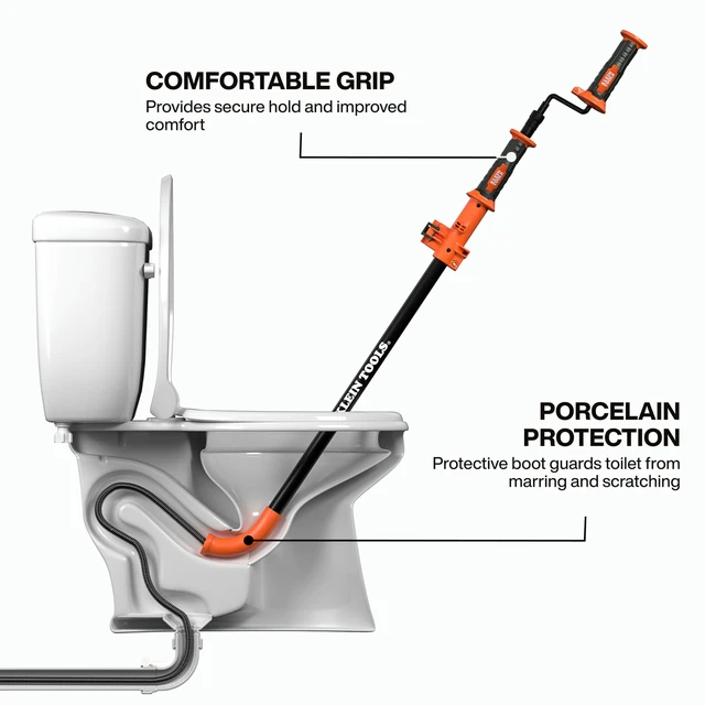 Alt view image 5 of 6 - 53017 3-Foot Steel Toilet Auger, Toilet Snake Drain Clog Remover, Hybrid Manual Drill Operation, Plumbing Snake for Drains