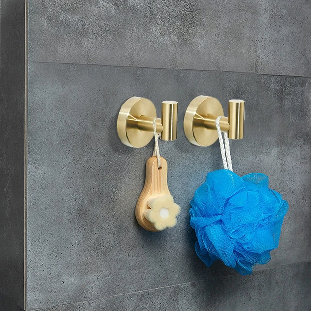 Alt view image 5 of 7 - Gold Bathroom Hardware Set, Brushed Gold Toilet Paper Holder Towel Ring and 2 Robe Hook Bathroom Accessories Hand Towel Holder Kit Wall Mount Stainless Steel, 4 Pieces