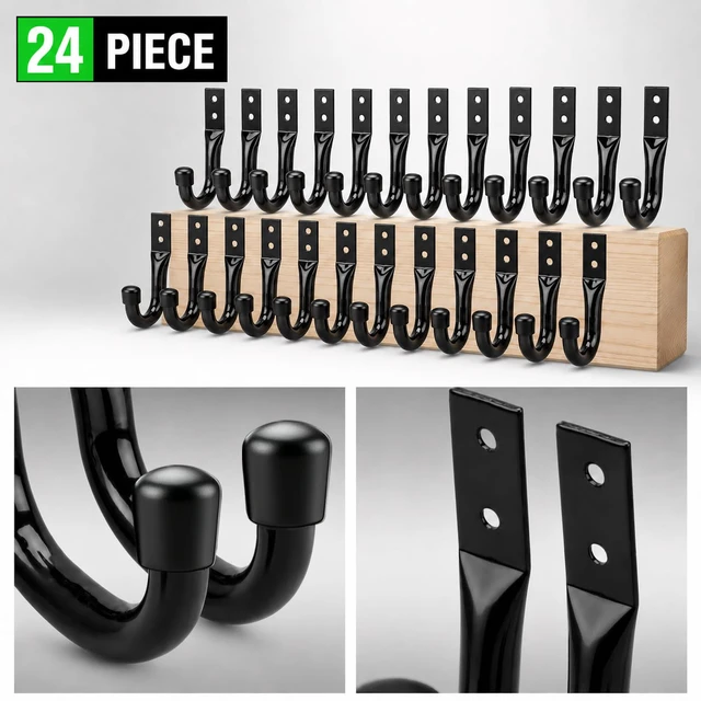 Alt view image 3 of 7 - 24-piece Heavy Duty Garage Storage Hooks, Bike Hooks for Garage Wall, Utility Garage Hooks, Wall Mount J Hook for Hanging, Large Metal Storage Organizer Tool, Extension Cord Hanger